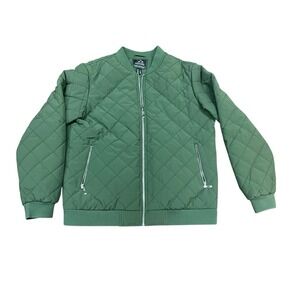 "Outdoor Jacket" Green Windbreaker Coat Mens Large Army Green Windbreaker Zip Up